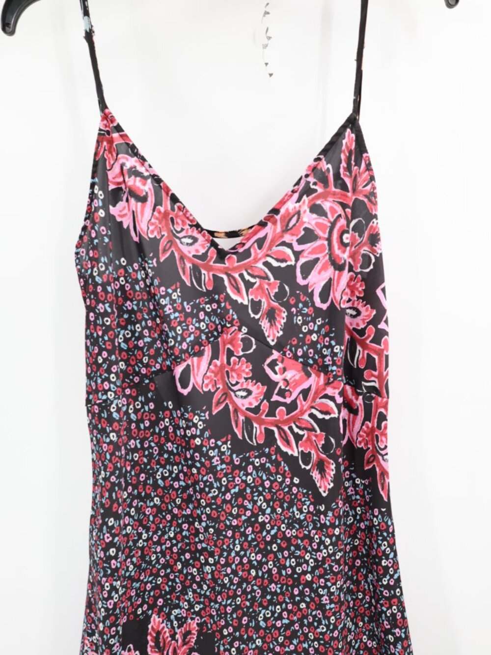 Free People Midi Slip Dress Womens Large Your Better Side Floral Satin V Neck - Picture 2 of 15